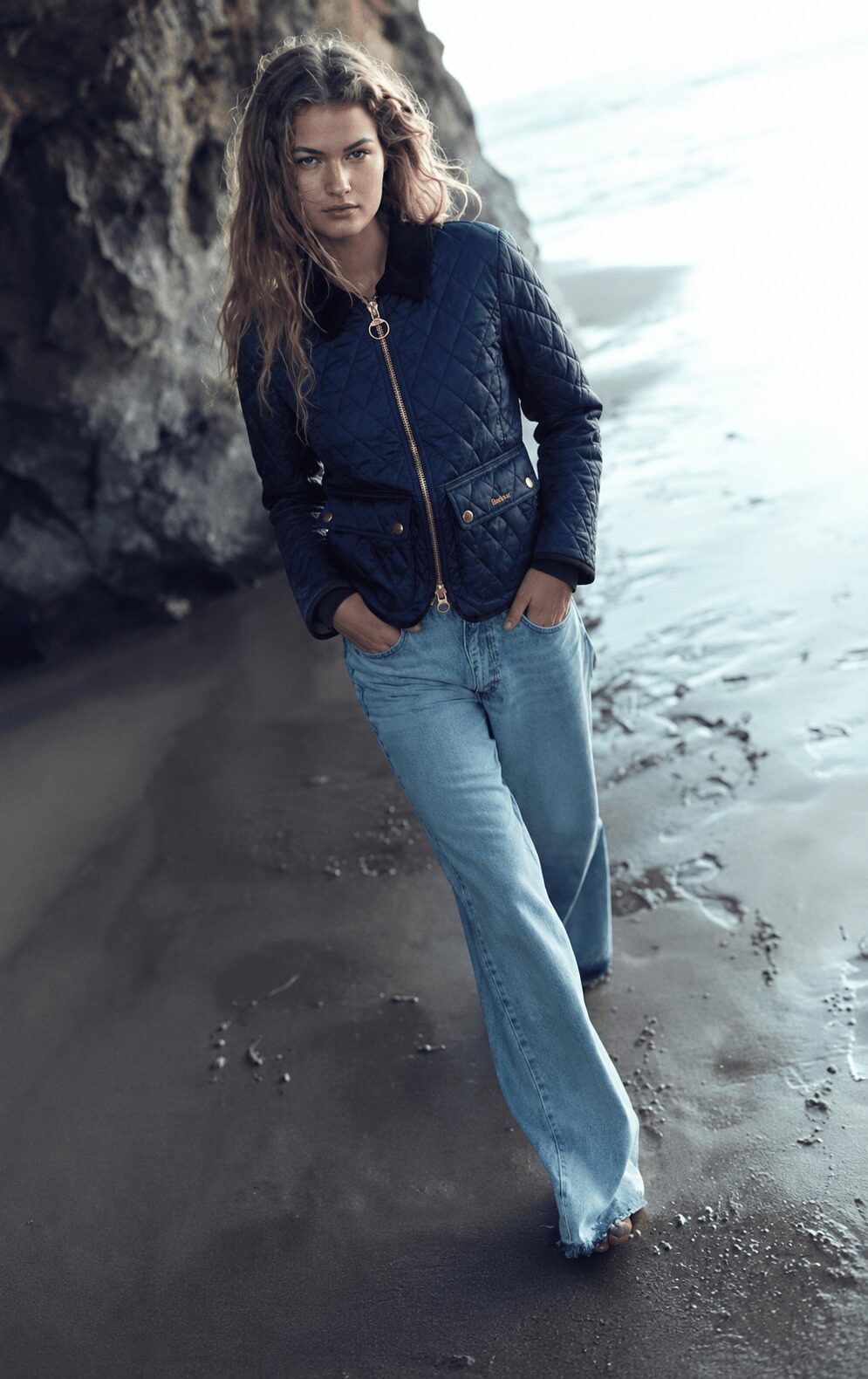 Woman wearing Barbour Jacket